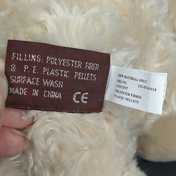 The Bearington Collection Teddy Bear Plush Stuffed Animal Toy Tan With Bow 9 in - Picture 6 of 7